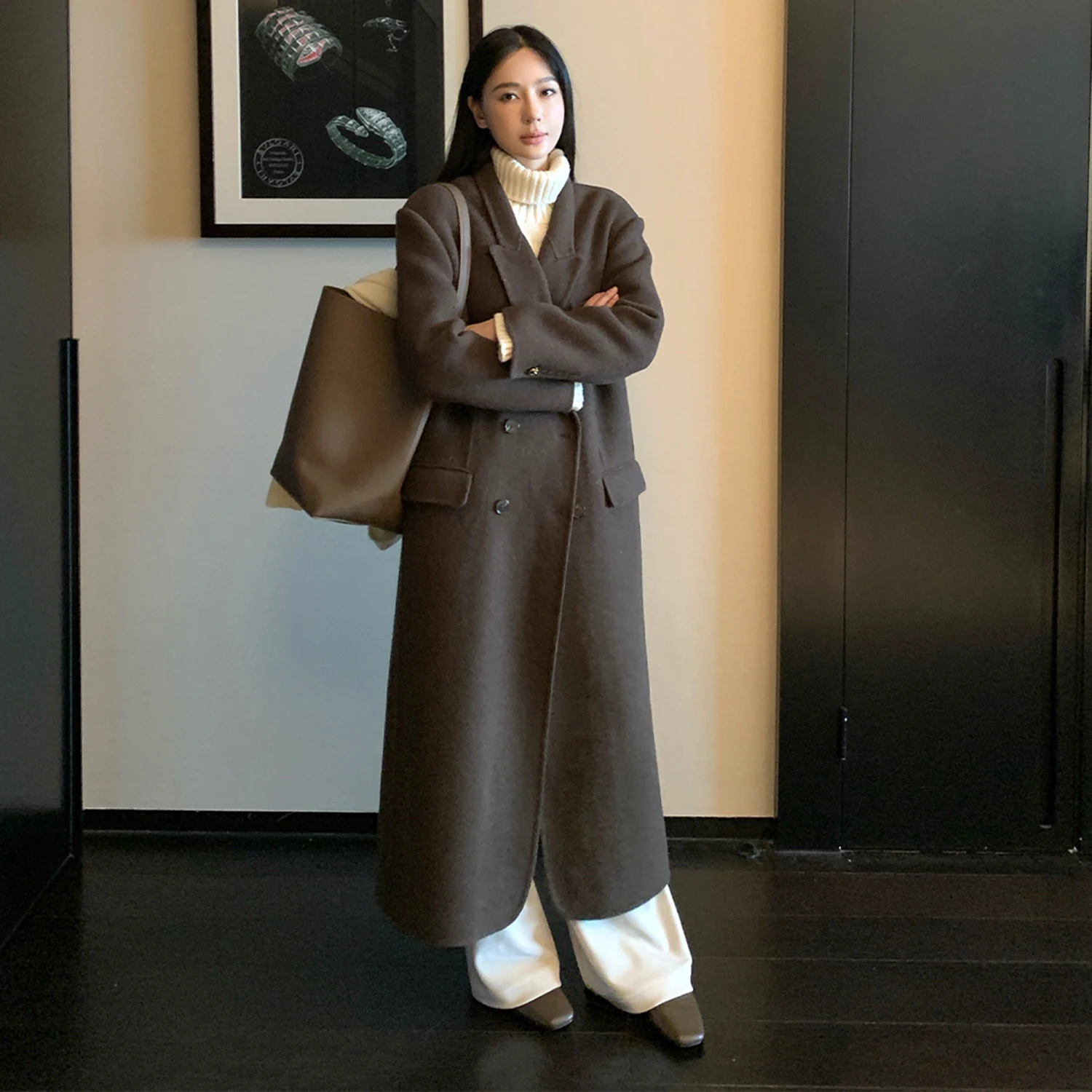 

Allingentle Women's Long Blazer Luxury Woolen Suit Women Long Jacket for Cocktail Party Casual Outfits Customize