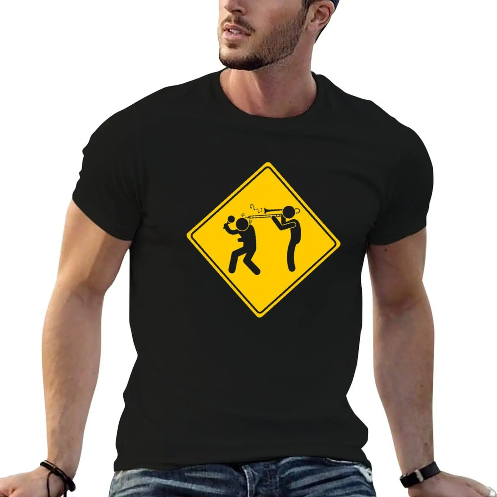 Funny Warning Sign Trombone T-Shirt Sun Block Outdoor T-Shirt
