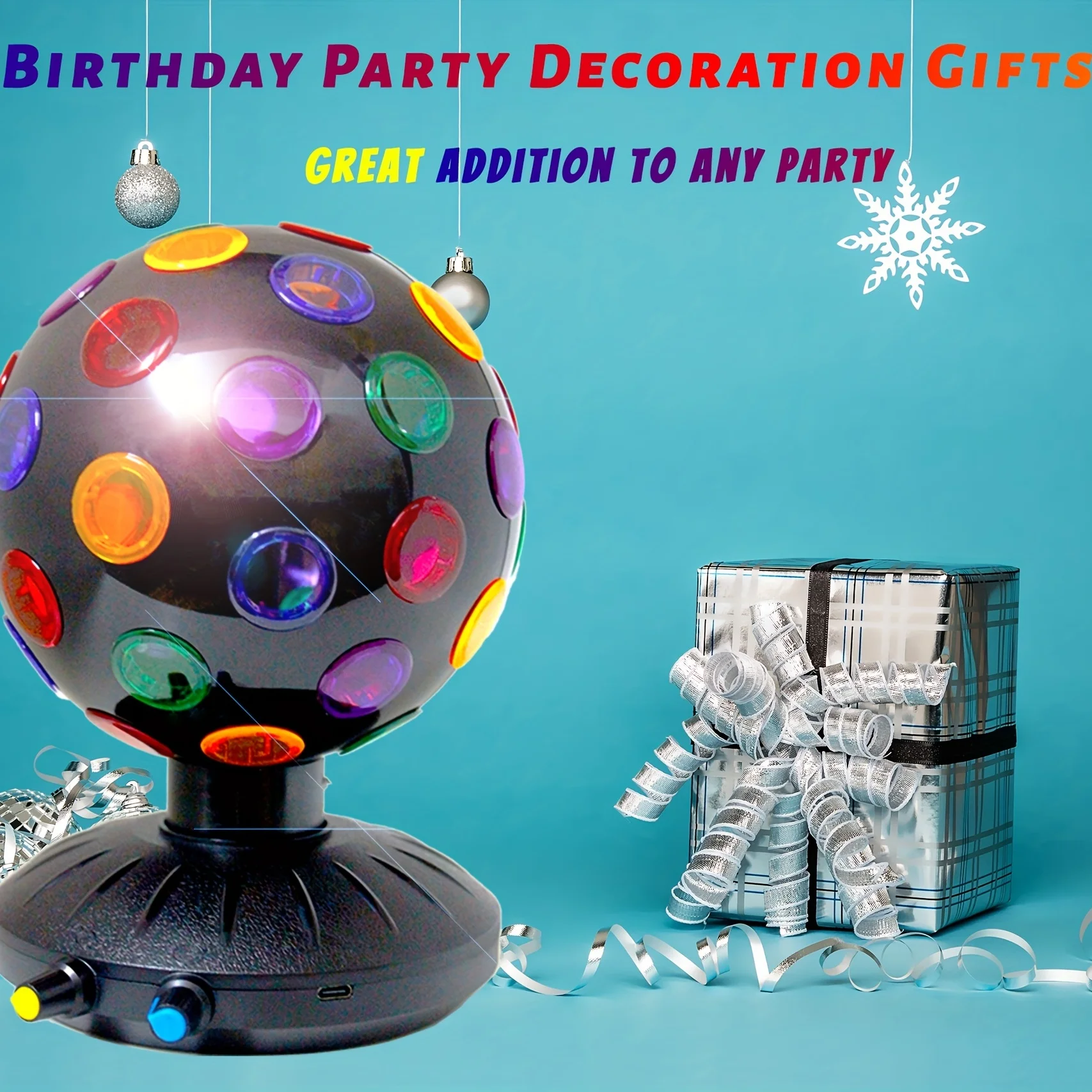 360° Rotary Speed/Brightness Adjustable Spinning Disco Ball LED Night Light, DJ Light Projector