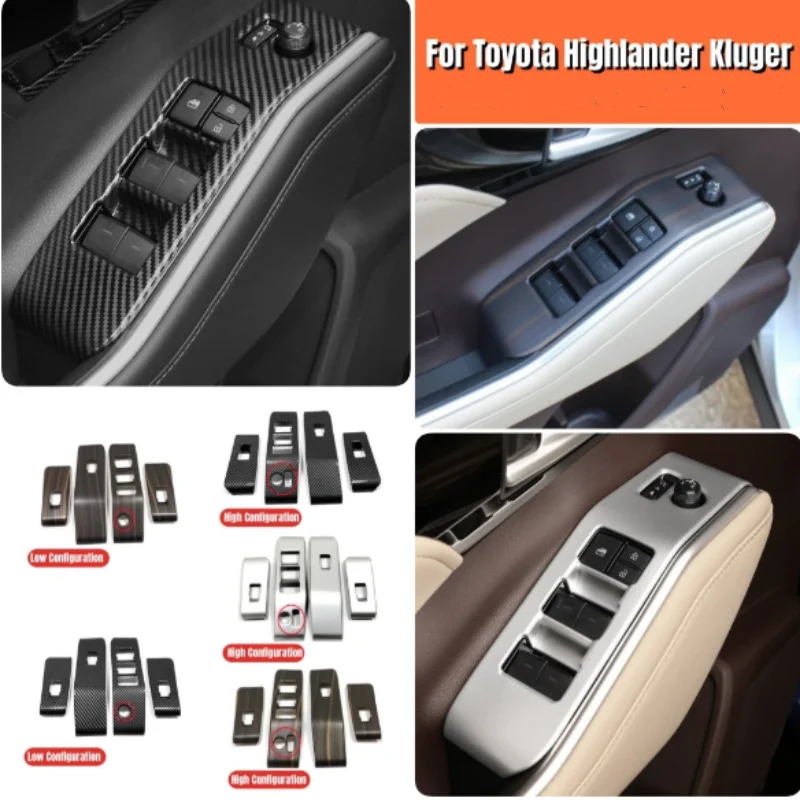 

Fit For Toyota Highlander Kluger 2021-2024 Car Door Armrest Window Lift Glass Button Panel Decoration Cover Interior Accessories