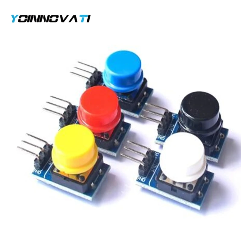 5PCS 12X12MM Big Key Module Button Module Light Touch Switch Module with Hat High Level Output for Arduino or Raspberry Pin 3