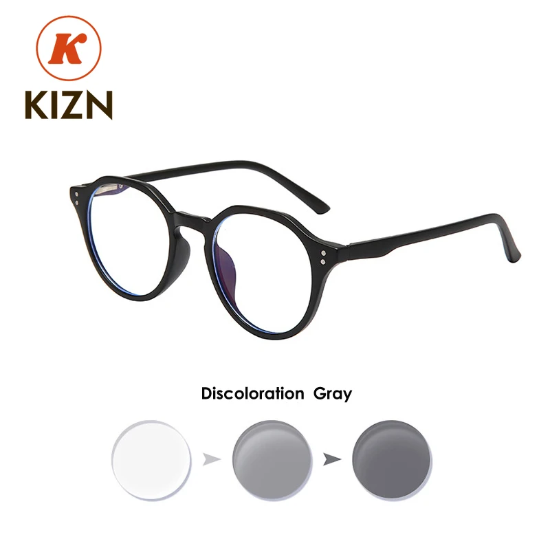 

KIZN Anti-Blue Photochromic Myopia Glasses Women Men TR90 Frames Custom Prescription Computer Eyewear -0.5 TO -10