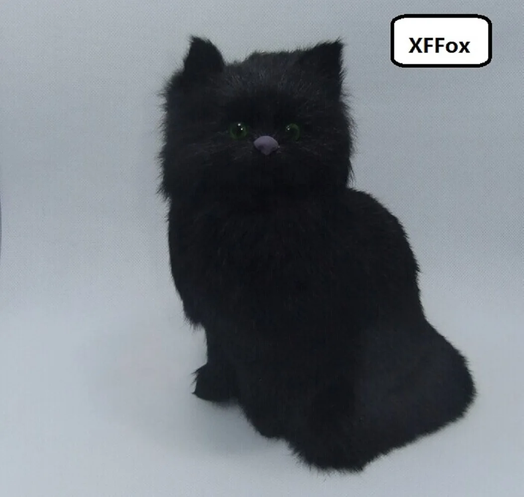 

new real life black cat model plastic&furs simulation sitting cat gift about 22x16cm xf1329