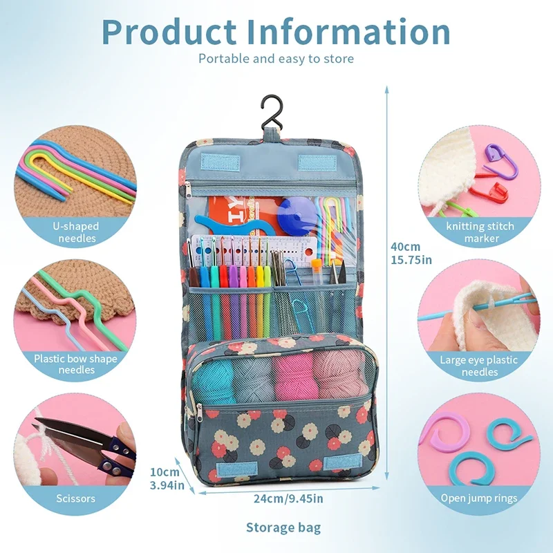 Knitting Crochet Hook Set Home Use Sewing Tool DIY Craft Crochet Knit Markers Needles Tools Weaving Accessories With Bag