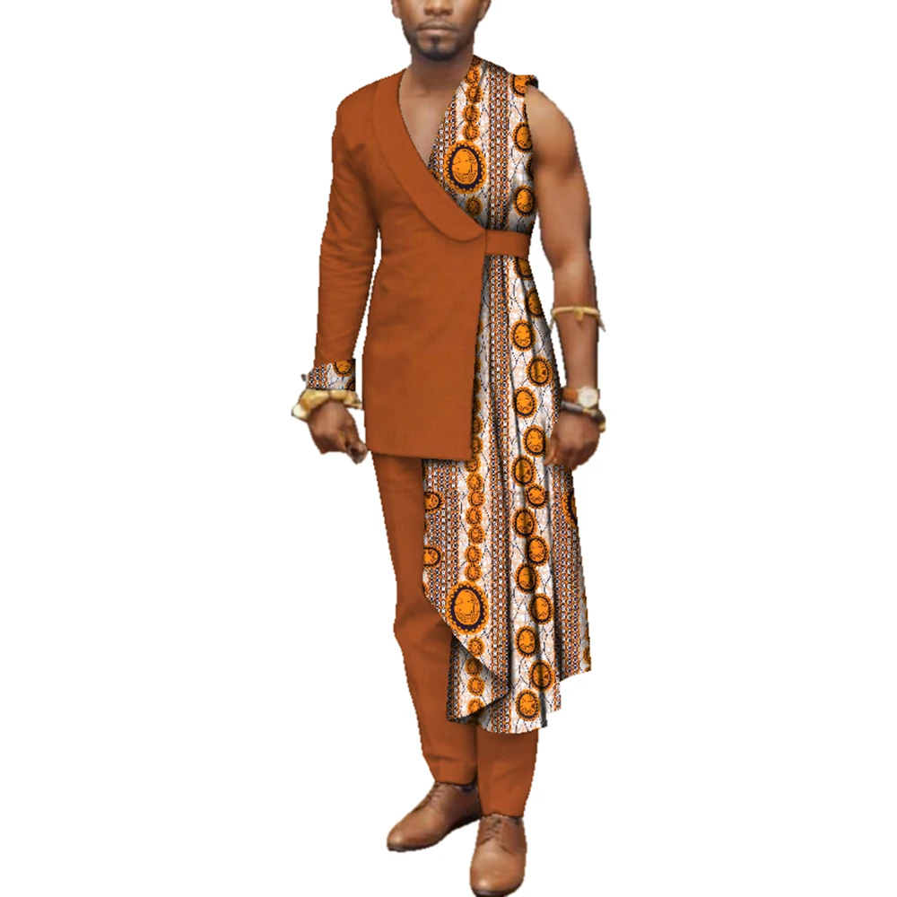 men-bazin-riche-patchwork-one-shoulder-top-and-pants-cotton-2-pieces-pants-sets-special-custom-mens-african-clothing-wyn497