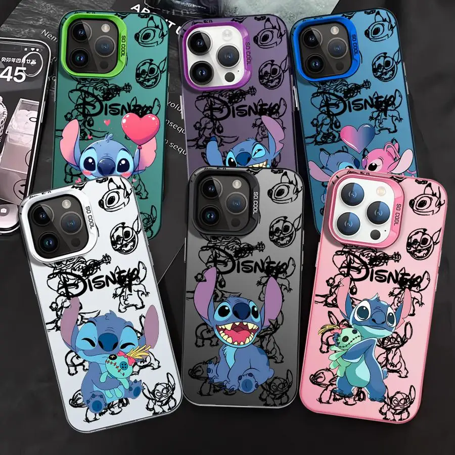 Lovely Disney Caroon Stitch Phone Case for iPhone 16 15 14 Pro Max X XS 12Pro 11 XR 13 14Plus 11Pro 12 Shockproof Shell Cover