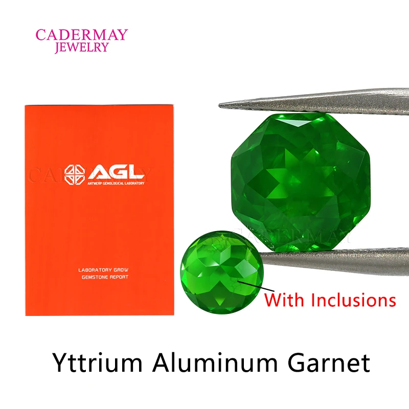 

Сертификат AGL Tsavorite Color Yttrium Алюминиевый гранат 8 мм 10 мм Восьмиугольная огранка Синтетические зеленые драгоценные камни YAG для изготовления ювелирных изделий