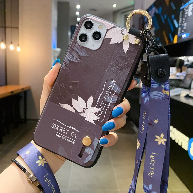 Portable Neck Lanyard Flower Wrist Strap Phone Holder Case for Xiaomi Redmi 9T 10C 9C Note 10 11 Pro 9S 8 7 Mi 11T Poco X3 M3 F3