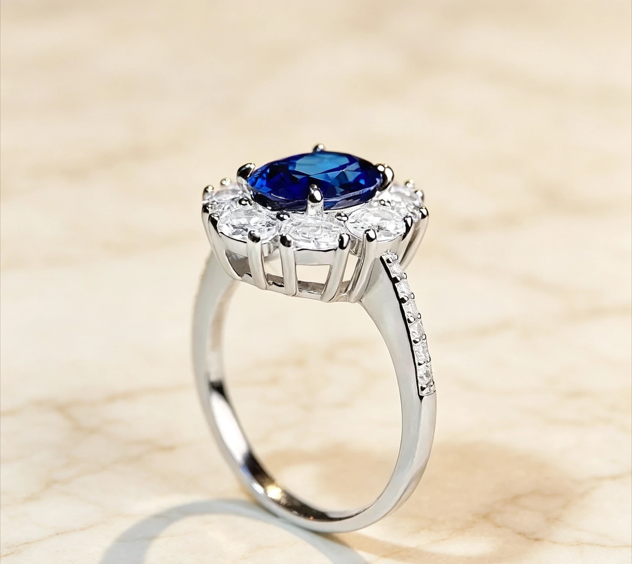 Platinum PT950  Flower Diamond Ring Women's Ring High-grade Sense Moissanite Full Diamond Ring Girlfriend's gift