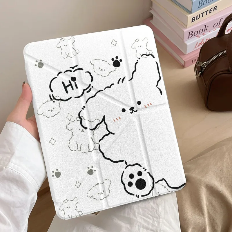 Funda protectora para IPad 10,2, funda para IPad de 7/8/9a generación, funda de 10. a generación, 2022 Pro, 11, 2.a, 3.a, 4a, lindo cachorro de líneas felices