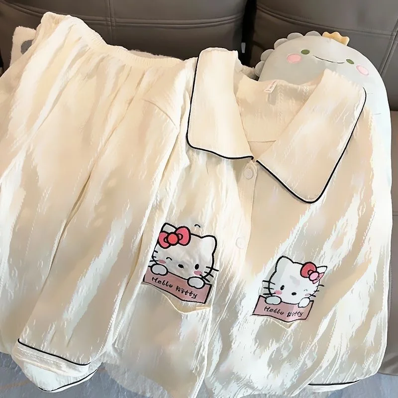 Pigiama Kawaii Sanrio Hello Kitty Pochacco Anime Cartoon Studenti Autunno Inverno Poliestere a maniche lunghe Indumenti da notte per ragazze Regalo