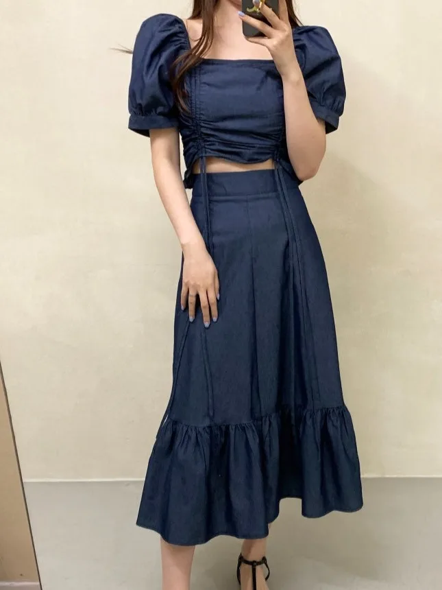 طقم توب وتنورة قصيرة مكون من قطعتين بتصميم سينسيشن مجموعة شبابية بحجم صغير مجموعة أزياء الربيع النسائية #2