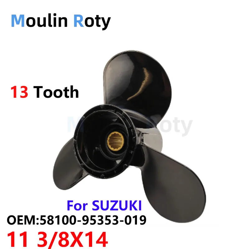 

Marine Propeller 11 3/8X14 for Suzuki Dt40/Df40/Dt50/Df50 3-Blade Aluminum 13-Tooth Rh 58100-95353-019 11.375X14