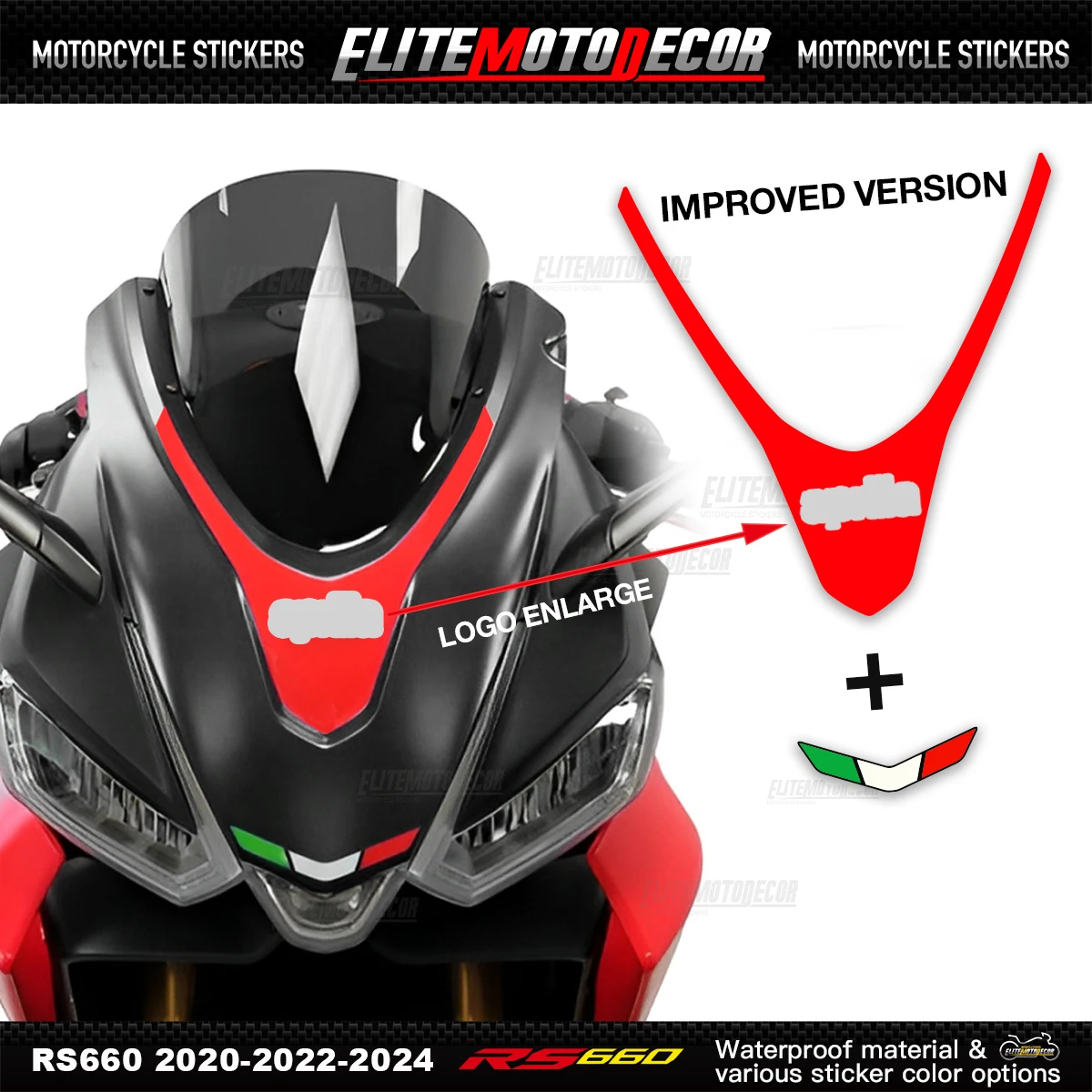 

For Aprilia RS660 RS 660 2020-2024 Motorcycle Accessories front Fairing Sticker decal Kit rs660 New front fairing tricolor logo