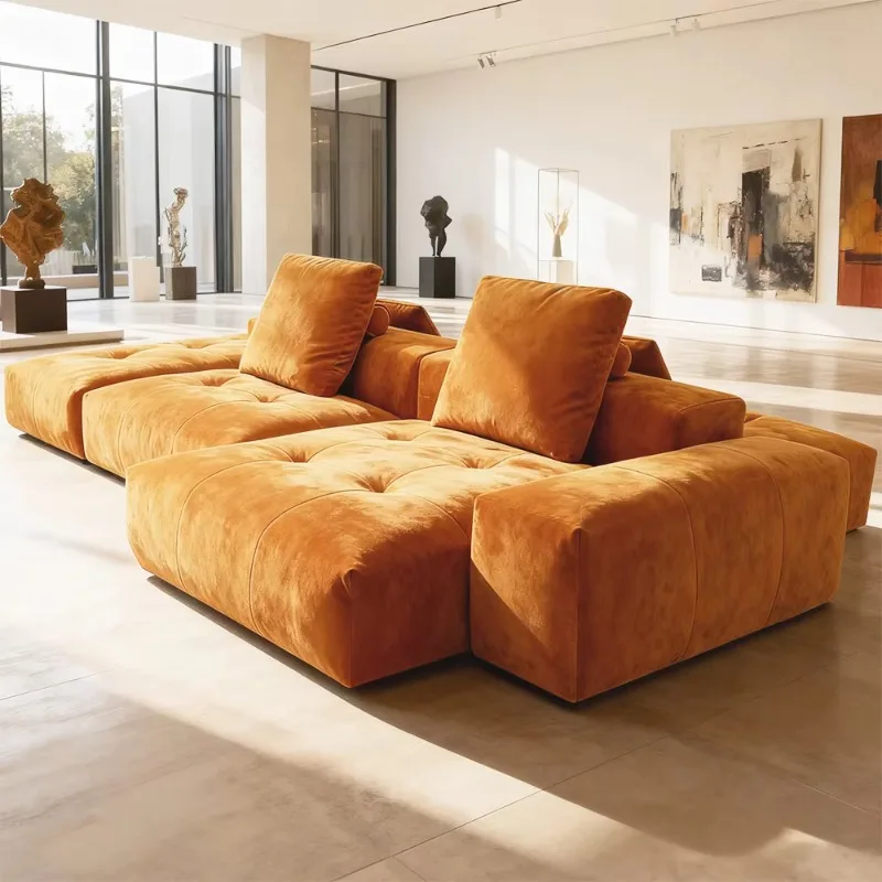 Nordic Style Modular Sectional Sofa Set Contemporary Corner Sofa Living Room Furniture Island Sofa Bed Family Villa Hotel