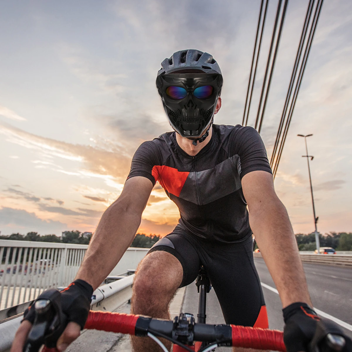 

Skull Design Face Mask Durable Outdoor Sports Protective Cover Sponge Padding Adjustable Strap For Motorcycle Riding Skull Mask