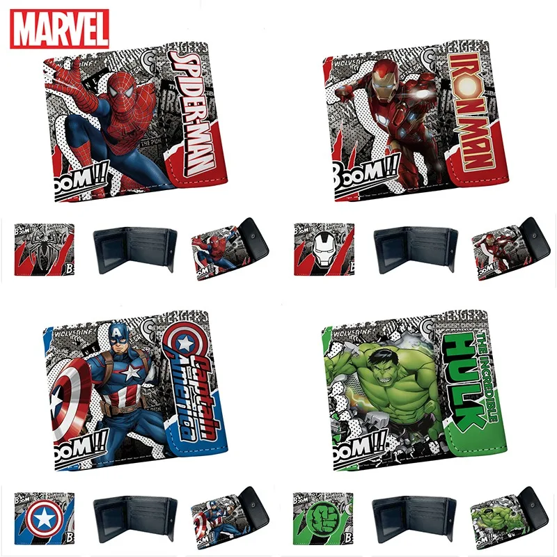 

Marvel Spider Man Wallet Hulk Anime Cool Figures PU Short Snap Change Card Storage Bag Hero Man Woman Portable Birthday Gifts