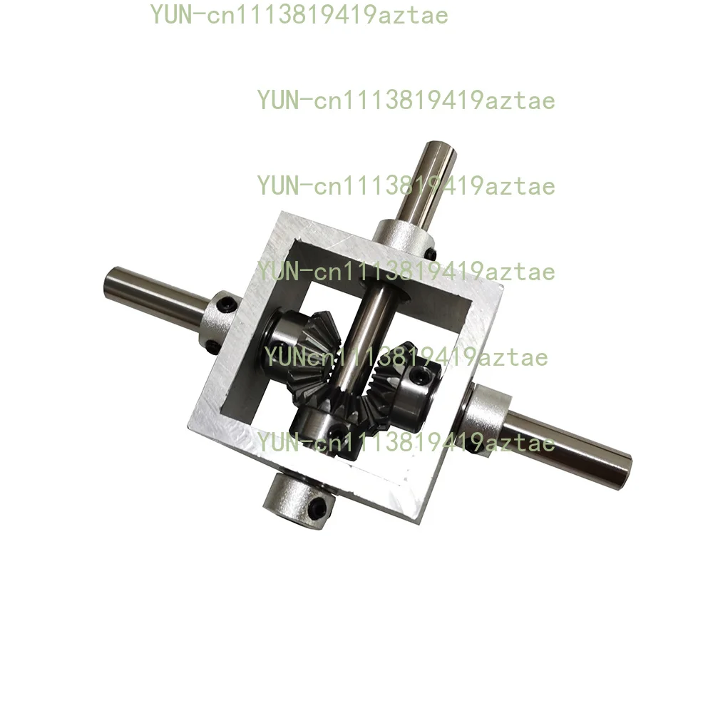 90 Degree Right Angle Transmission Reversing Gearbox Dual Output Shaft Bevel Gear Angle 1:1 Alloy Frame