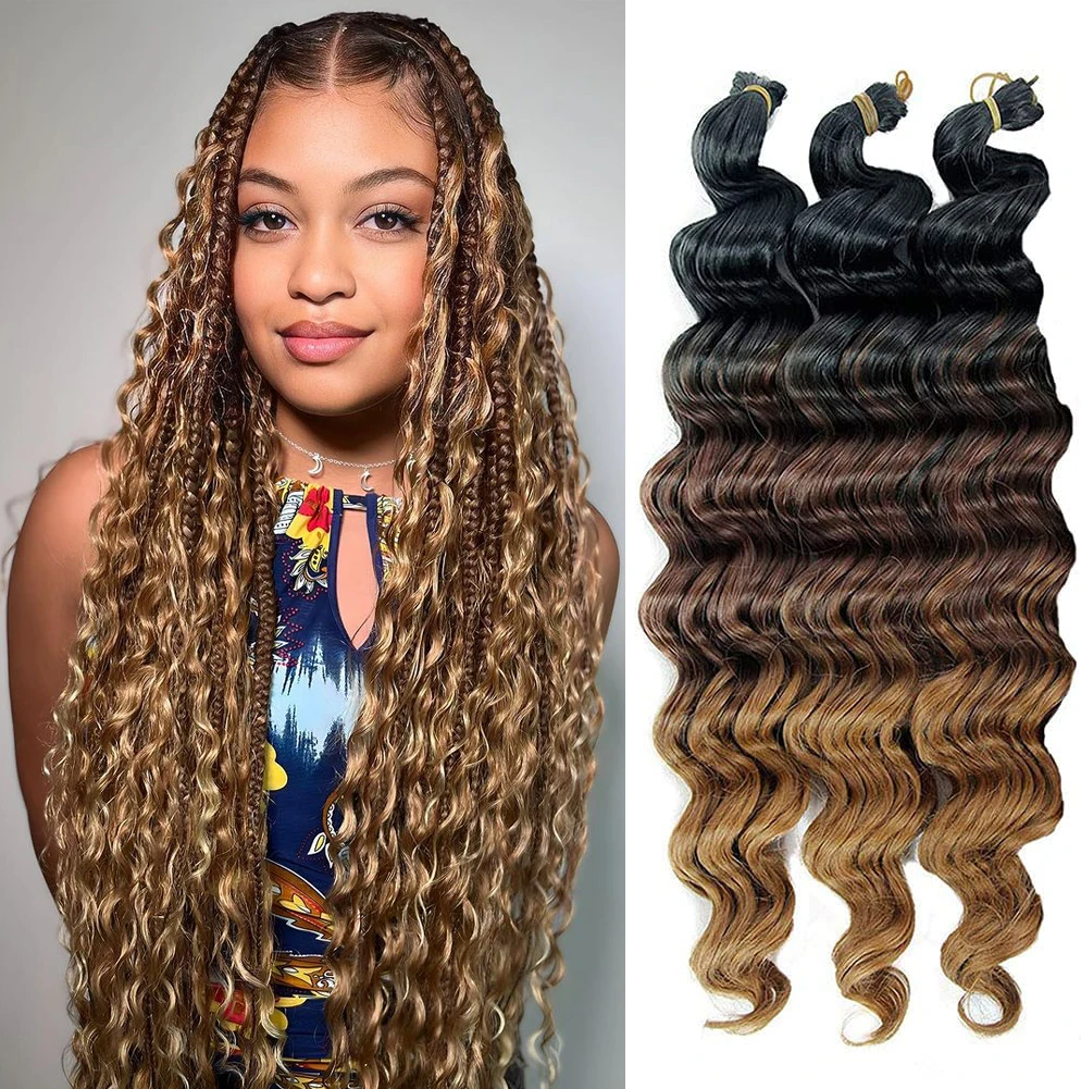 

Hair Nest Deep Wave Braiding Hair Pre Stretched Ocean Wave Crochet Hair for Women Goddess Locs Soft Faux Locs Goddess Braids