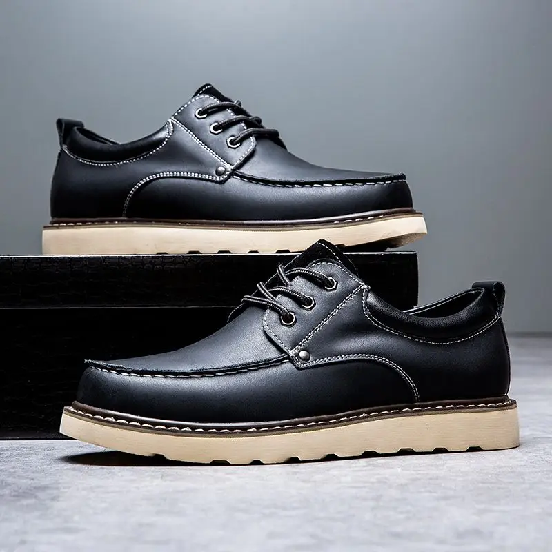 2023 Men Leather Shoes Business Casual Shoes Flat Sole All-Match Casual Shoes Shock-Absorbing Footwear Wear-Resistant B54