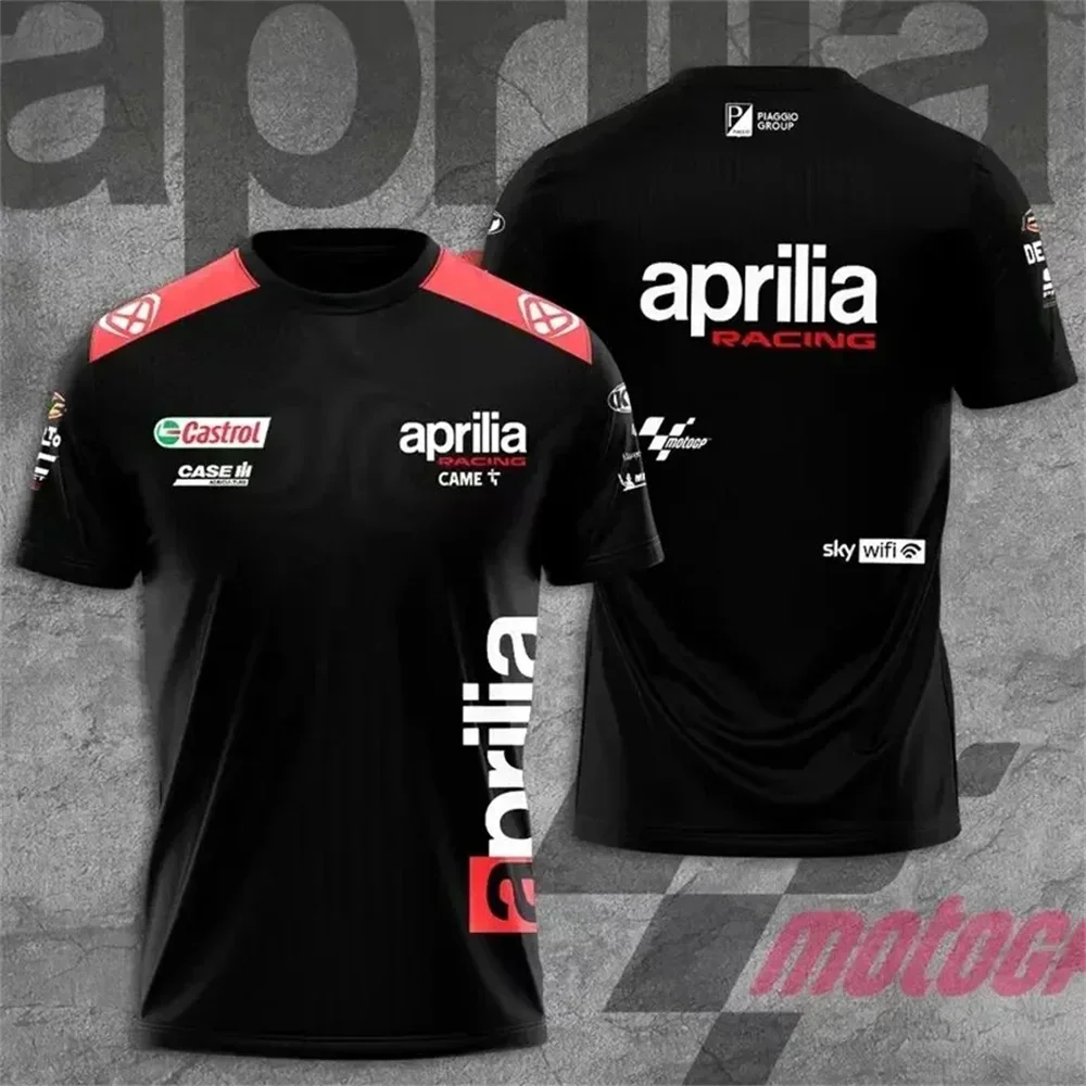 2024 new men's and women's summer casual breathable T-shirt quick drying sports top motorcycle racing suit Aprilia short sleeved