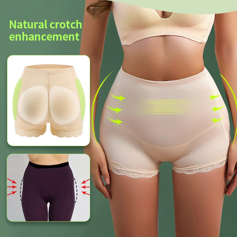 Women Boyshort Silicone Padded Pants for Women Hip Enhancer Shapewear Knickers Buttocks Tummy Control Padded Panties