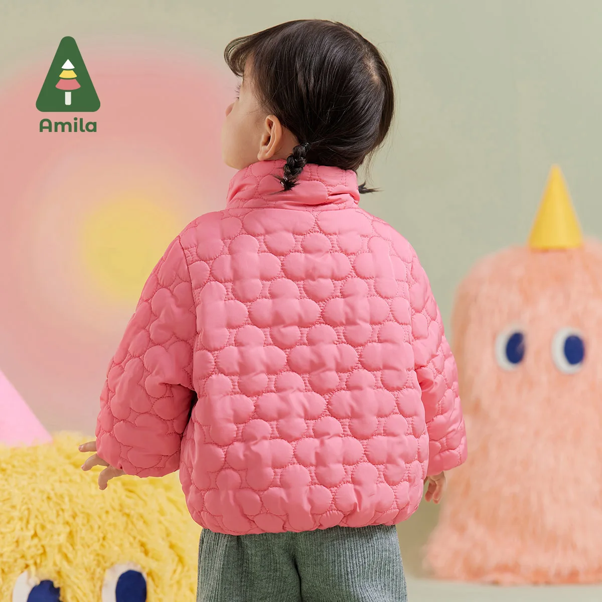 Amila Baby Girl Coat 2024 Winter New Multicolour Fleecing Cute Cartoon Pattern Embroidery Warm  Baby Clothing