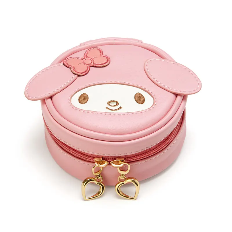 Sanrio Round Coin Wallet Kawaii Cartoon Hello Kitty Cinnamoroll Melody Kuromi Jewelry Storage Box Cute Anime Headphone Bag Gifts