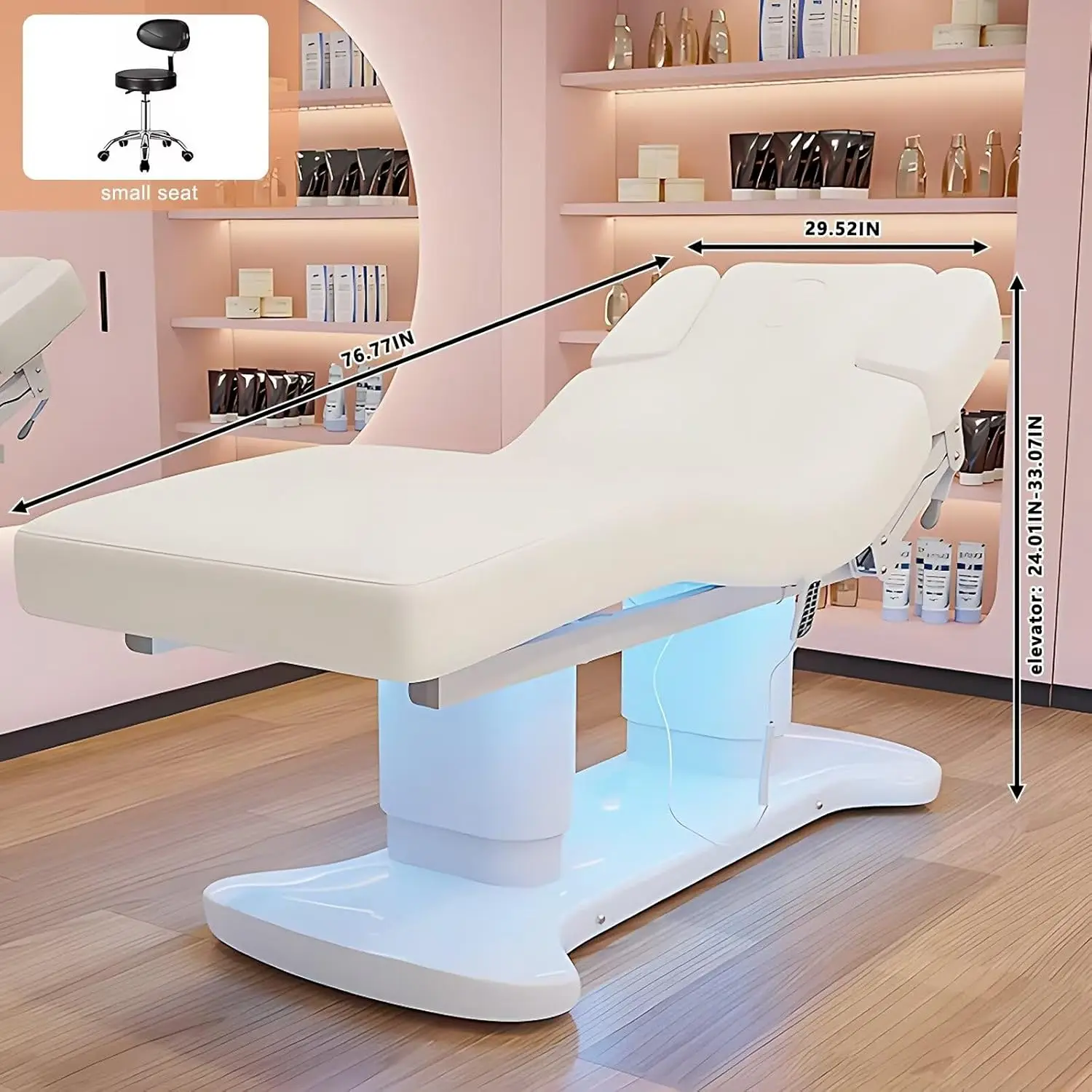 

Heating Tilting 4 Motor Luxury Adjustable Curved Lash Facial Beauty Bed Electric Medical Treatment Salon Spa Massage Table