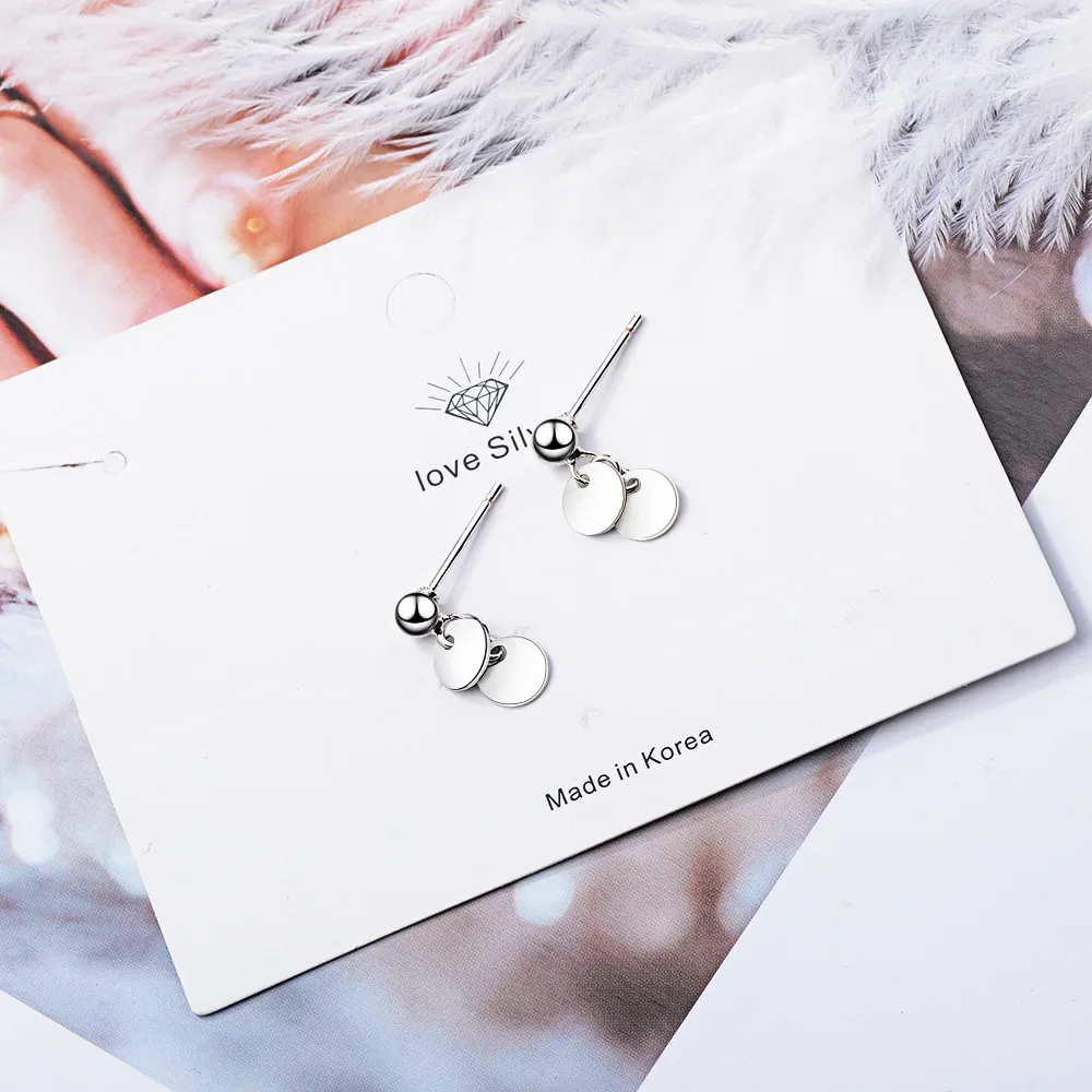 Mini Exquisite Design 925 Sterling Silver Round Spot Tassel Earrings for Women Pendientes Oorbellen Bijoux Femme