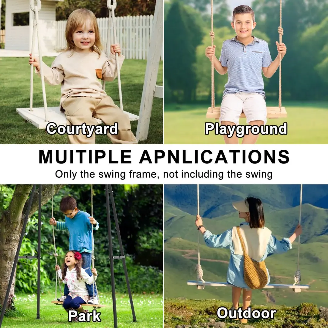 Suporte para Balanço de Varanda Externa, Estrutura de Balanço Reforçada, Estrutura Metálica Completa com 4 Estacas de Solo, Compatível com a Maioria dos Balanços