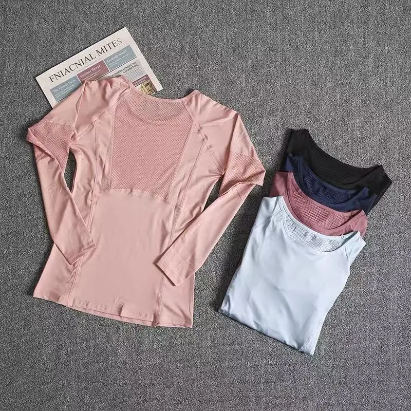 

Women's Yoga Fitness Top, Quick-Dry T-Shirt, Sports Long-Sleeve Tight-Fitting, Slimming, Mesh Breathable Running