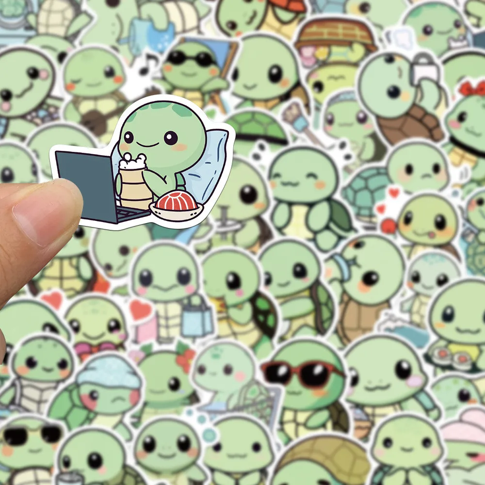 50PCS Simple Turtle Waterproof Graffiti Stickers for Helmet Bicycle Hand Account Pencil Case Decals Golden Memory Stickers Store view 3