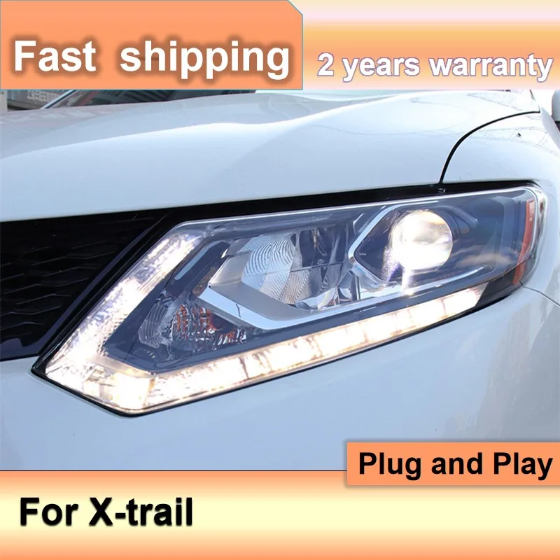 Accessori per auto per fari Nissan X-Trail 2014-2016 X Trail Head Light LED DRL indicatore di direzione lente per proiettore abbagliante