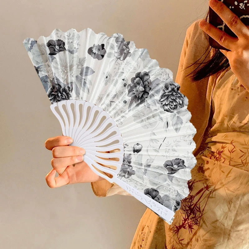 Peach Blossom Chinese Stylefan Hand Held Art Craft Fan Female Dance Performance Hand Folding Stage Fans Wedding Party Decor