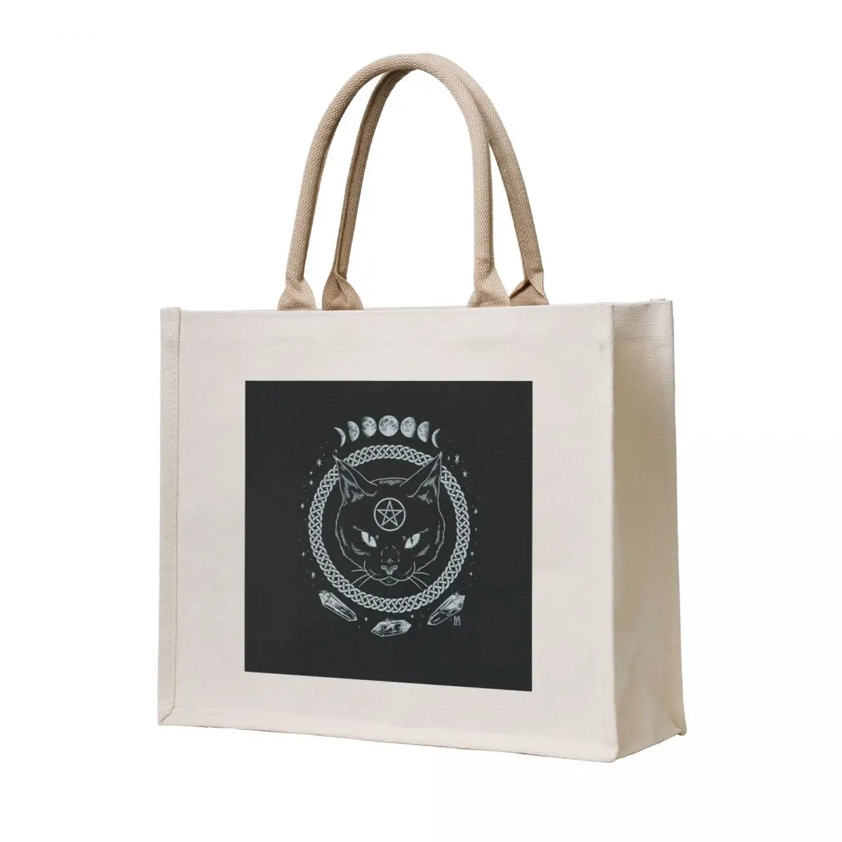 

STYLIZED Wiccan Cat Tote Bag tote bags aesthetic Women's bag Fabric bag Large bags for women