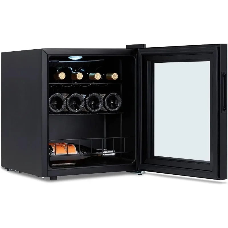 Newair 16 Bottle Wine Cooler Refrigerator | Shadow Series | Freestanding Mirrored Wine and Beverage Fridge