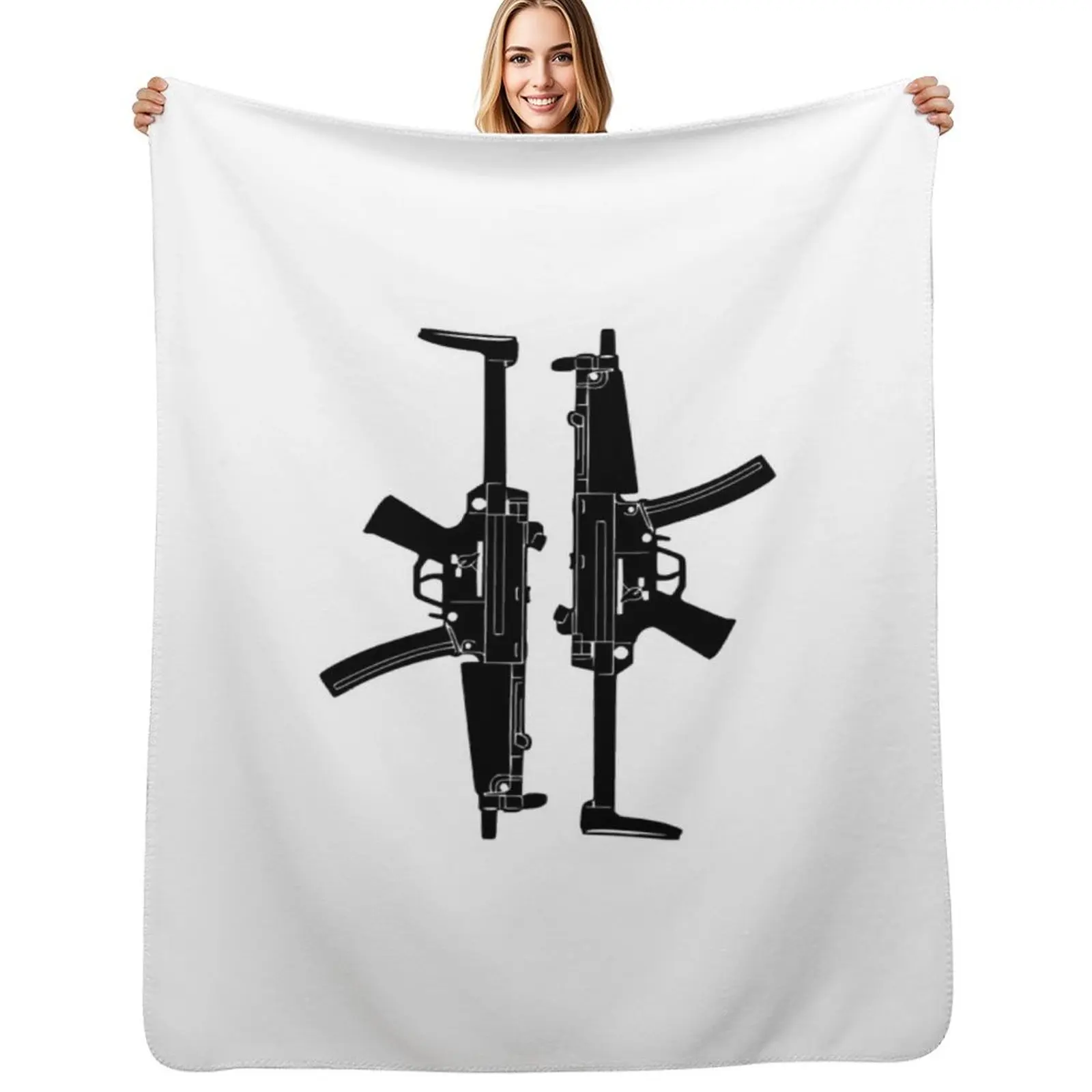 

Dual MP5 subguns Throw Blanket Stylish Decor Blanket Gift for Friends Roommate