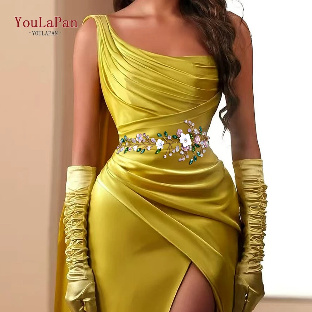 YouLaPan-Cinturón de cristal con diamantes de imitación para novia, elegante cinturón nupcial, accesorios para vestido de noche, decoración de cintura SH862