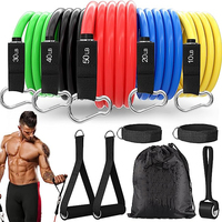 11pcs TPE Rehabilitation Training Bands Set Resistance Bands With Door Anchor Handles Carry Bag Legs Ankle Straps Exercise Bands