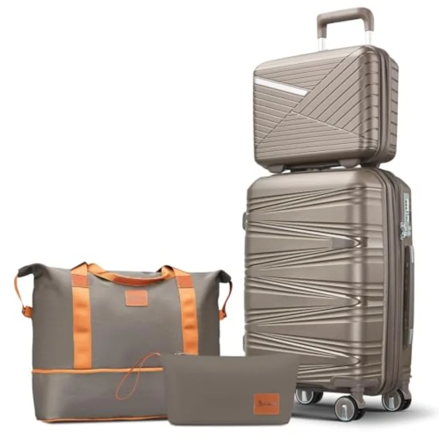 

Luggage 20 Inch, Expandable PP Hardshell Suitcase with Detachable Spinner Wheels and TSA Lock, Includes Cosmetic Case, Travel T