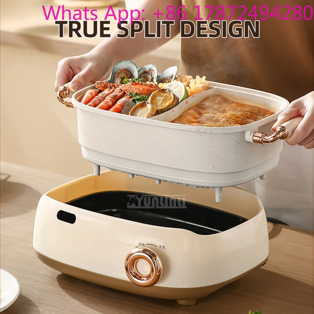Household Electric Hot Pot Machine 6L Double-flavor Cooking Pot Portable Multi Cooker Panelas De Cozinhar