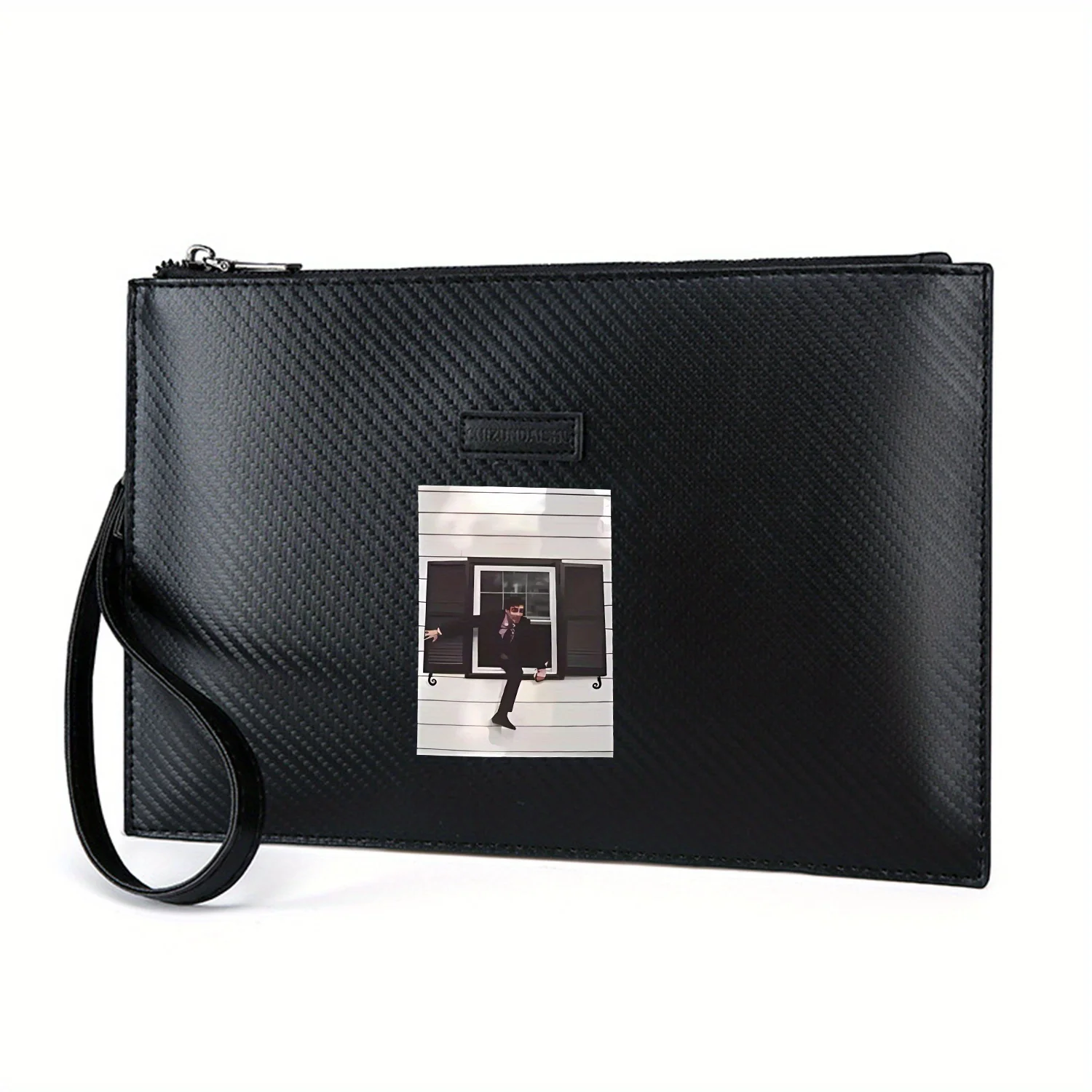 Man suit window pose house Elegant Printed PU Men's Handbag Fashionable and Practical for Everyday Carry