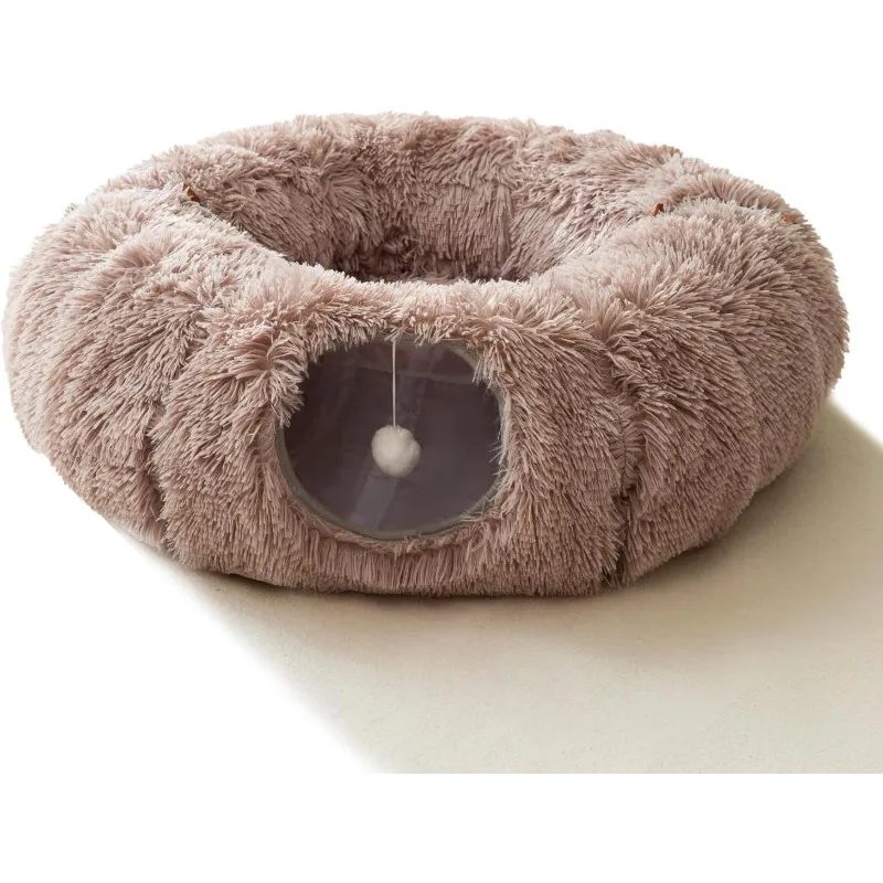 Imagem -03 - Túnel de Gato de Pelúcia com Cama para Gatos Indoor Brinquedos Multifuncionais Pequeno Médio Grande Inverno