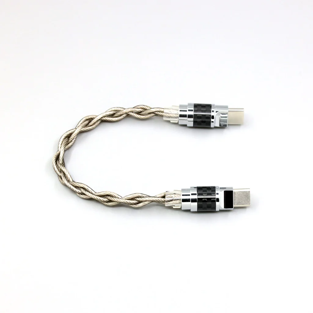 OTG USB-C Type C Male To Male Pure Silver OCC Graphene Alloy Cable For ONIX Alpha XI1 CAP Mobilephone Little Tail Decoder