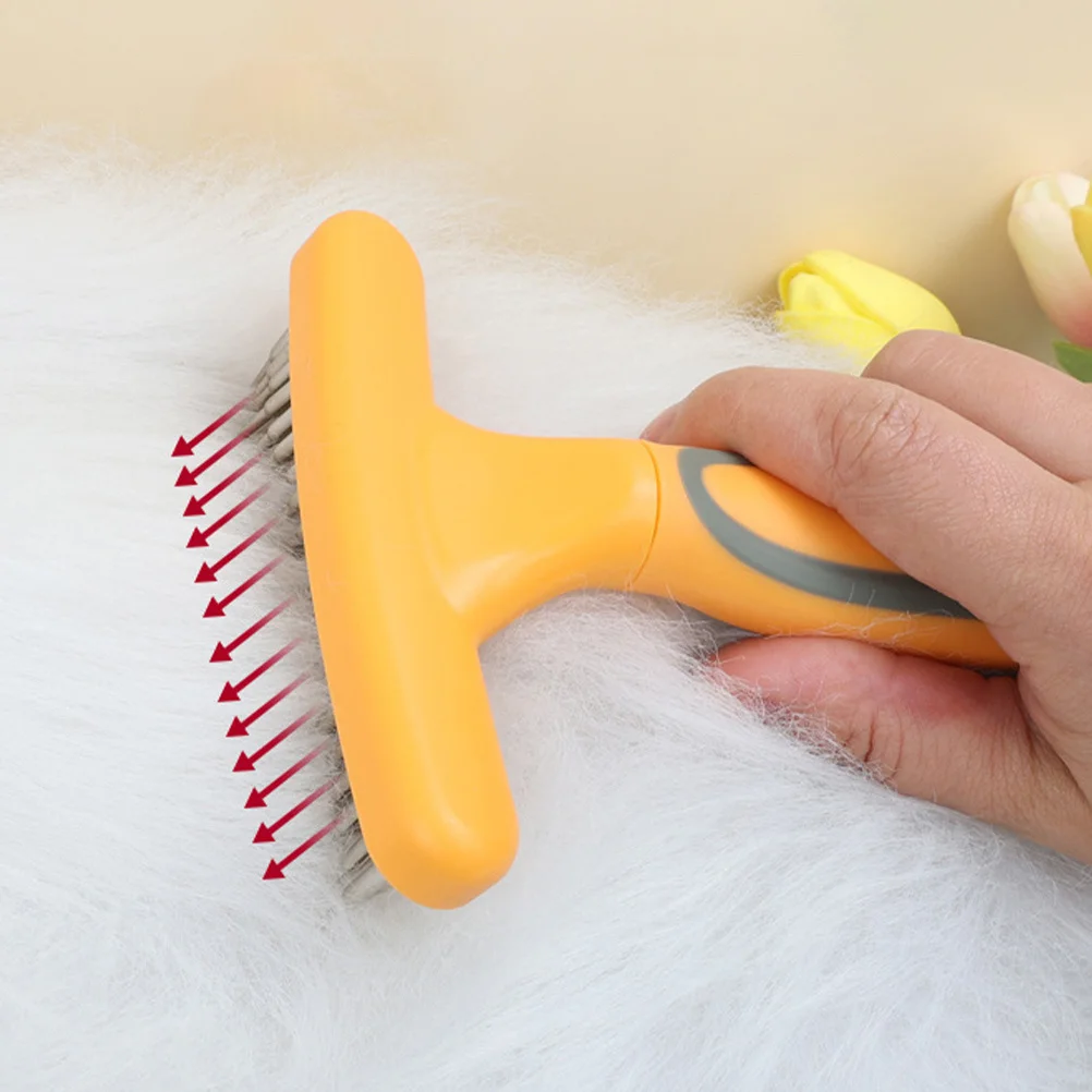 

Dog Grooming Dematting Rake Double Row Teeth Shedding Brush Durable Comfortable Grip Pet Hair Brush Remover Cleaning Supplies