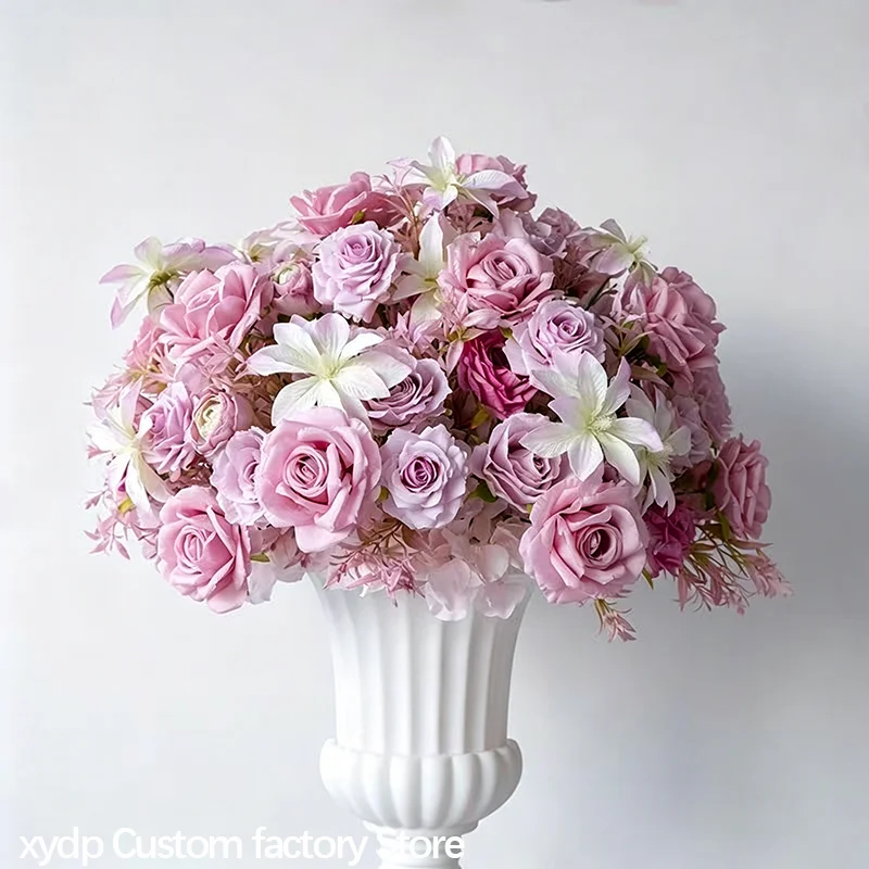 30/40/50cm Weiß/Rot/Rosa Künstliche Tischdekoration Blumenball Seiden-Römerblumentopf Hochzeitsdekoration Wegweiser Fotografie Pro – Detail 7
