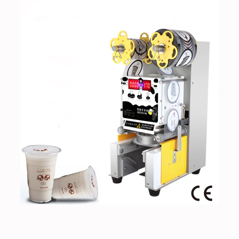 

Factory Supply Made in China Full Automatic Continuous Bubble Tea Shop used Disposal PP PE PC Paper Cup Sealing machine