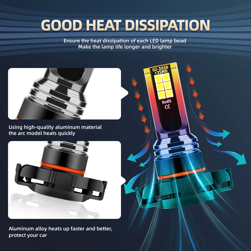 5202/H16 LED أضواء الضباب 6000K لمبات ل تشيفي كامارو 2010-2013 5000LM 3570 CSP رقائق مصباح الضباب