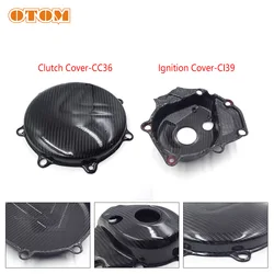 For KAWASAKI KX450 KX450X KX450SR Motorcycle Engine Case Crash Protection Carbon Fiber Clutch Cover-CC36 And Ignition Cover-Cl39